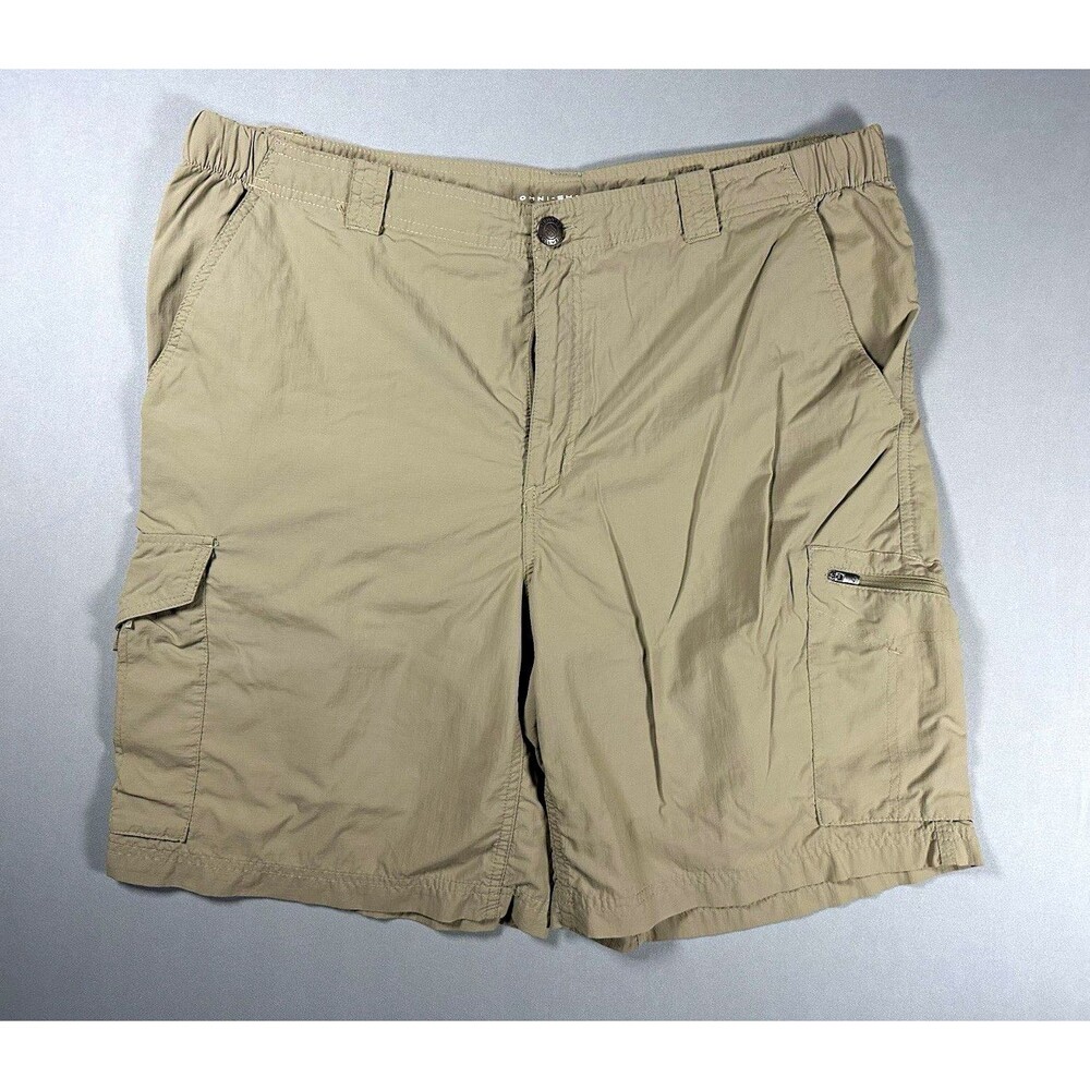 Columbia Omni-Shade Men's 40 Beige Nylon/Poly Cargo Shorts 10" Inseam Logo